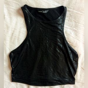 Shein black texture crop top